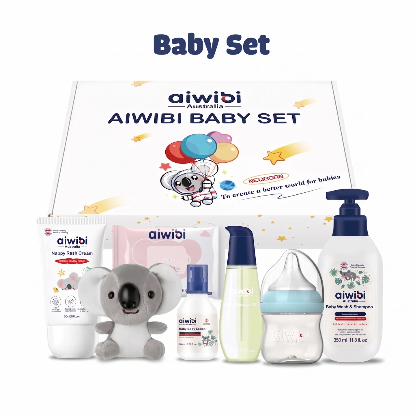 Caja de Baby Set Recién Nacido Aiwibi con pañales toallitas y cremas para regalo
