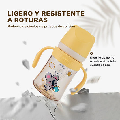 Biberón Aiwibi Tritan resistiendo impactos demostrando durabilidad y seguridad