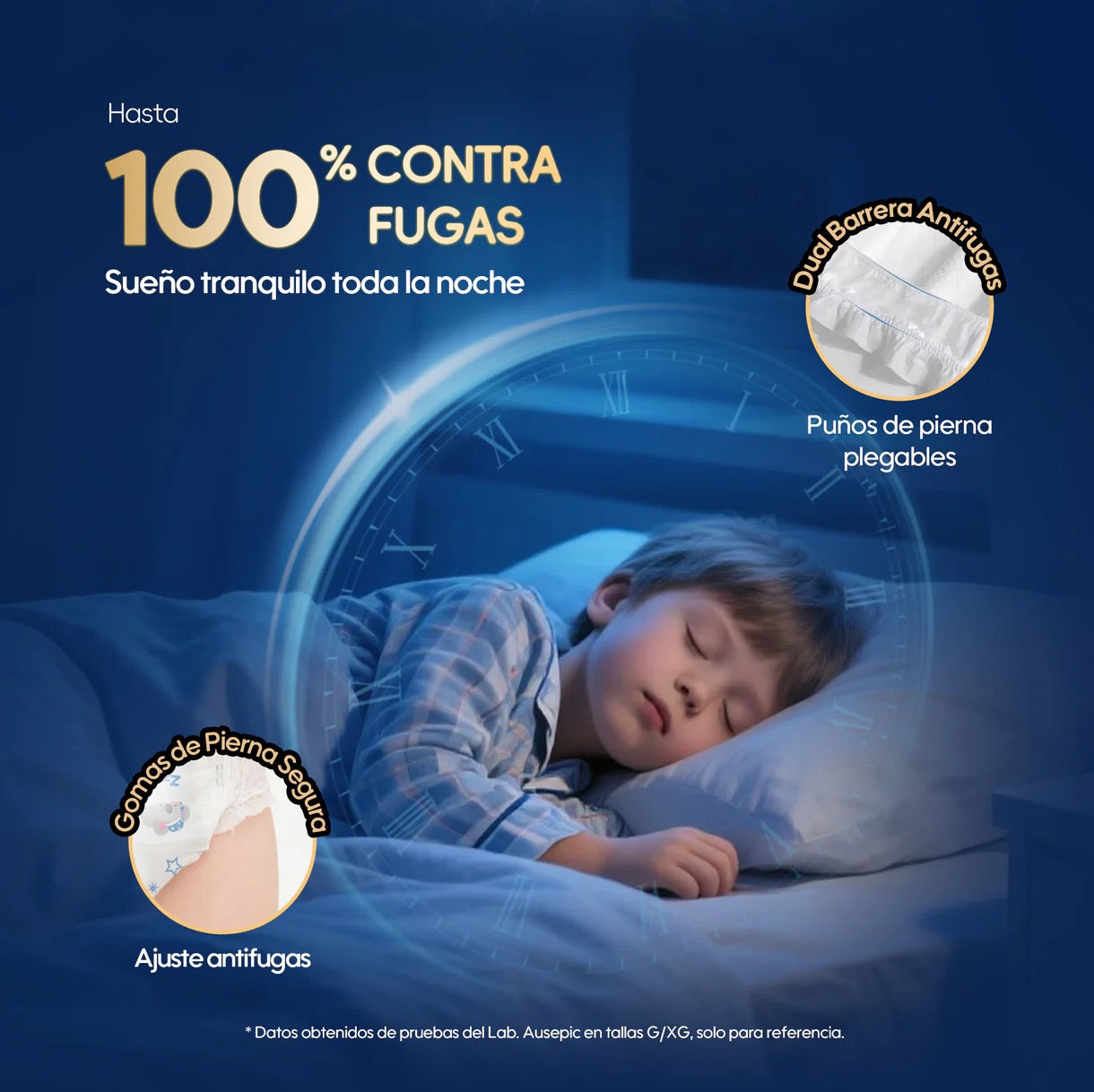 Niño durmiendo tranquilo con protección nocturna Aiwibi ComfyNite contra accidentes