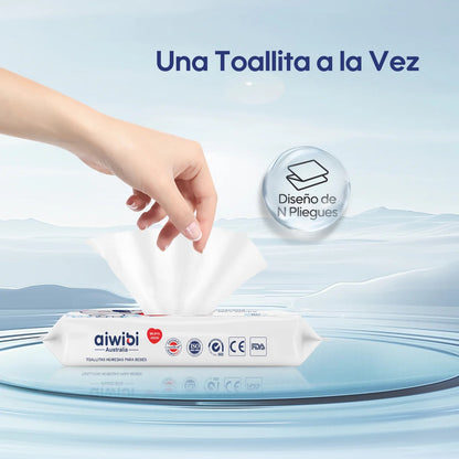 Toallitas Húmedas Aiwibi - 99.91% Agua Pura (pack 3 uds)