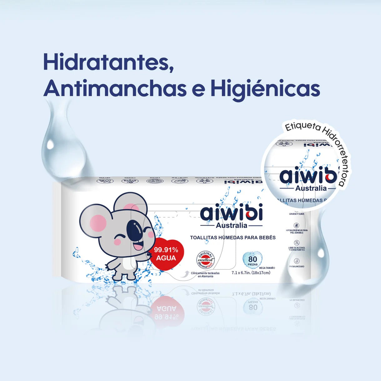 Toallitas Húmedas Aiwibi - 99.91% Agua Pura (pack 3 uds)