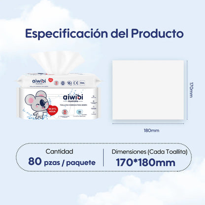 Toallitas Húmedas Aiwibi - 99.91% Agua Pura (pack 3 uds)