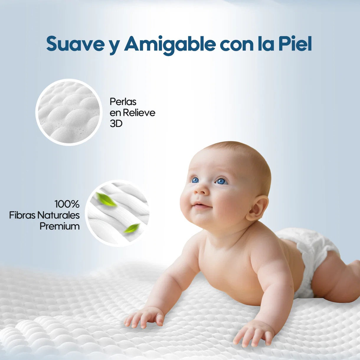 Primer plano de la textura de perlas 3D del pañal Aiwibi Premium para máxima transpirabilidad y cuidado de la piel