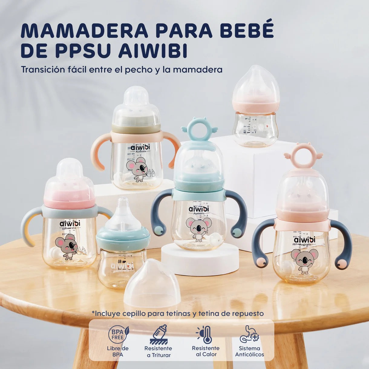 Mamadera Anticólicos Aiwibi PPSU 240ml