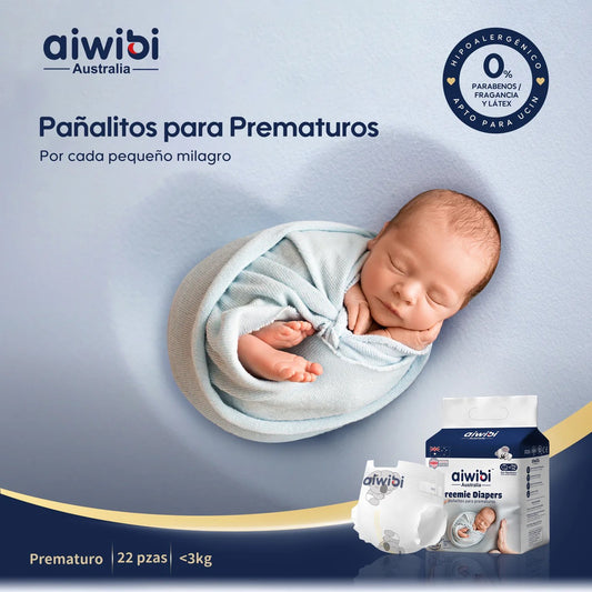 Pañales Aiwibi Prematuros (<3kg) - Pack 2 paquetes