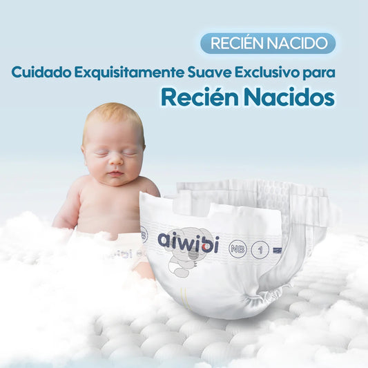 Pañales Aiwibi Premium Recién Nacido (2-5 kg) - Pack 2 paquetes.