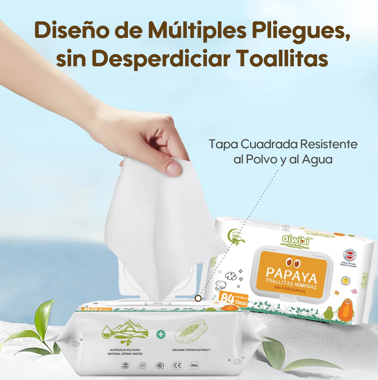 Cierre hermético de toallitas húmedas Aiwibi para mantener la humedad y frescura