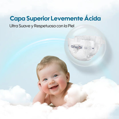 Pañales Aiwibi Premium Recién Nacido (2-5 kg) - Pack 2 paquetes.