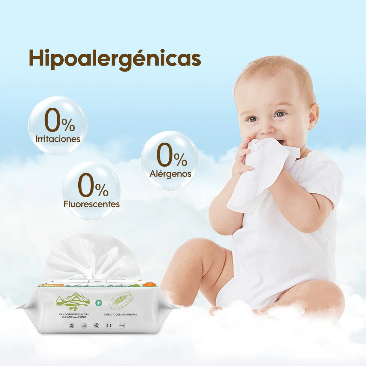 Toallitas Húmedas Aiwibi Papaya y Agua de Manantial (pack 3 uds)