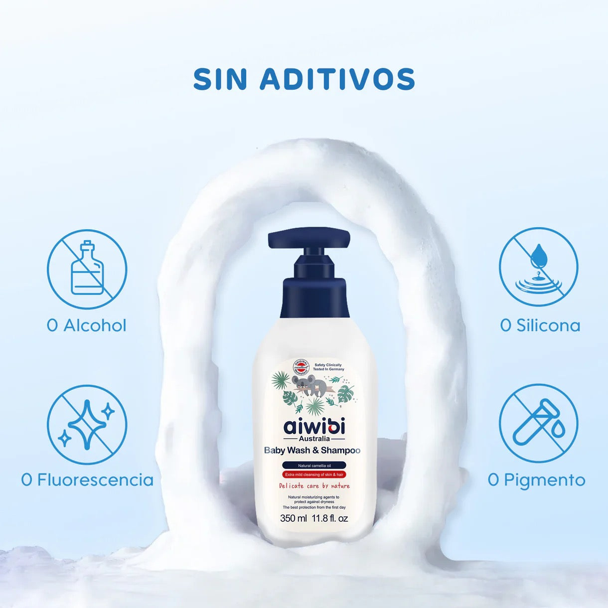 Gel de Baño y Shampoo 2 en 1 Aiwibi Hipoalergénico - 350ml