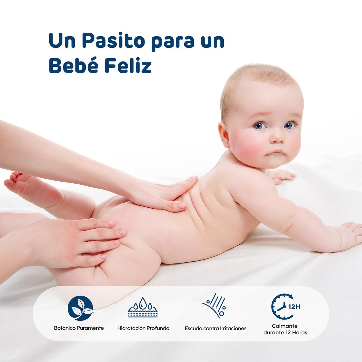 Aplicación suave de la crema Aiwibi en la piel del bebé para prevenir irritaciones