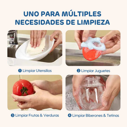 Limpiador de mamaderas Aiwibi eliminando residuos de leche y bacterias de forma natural