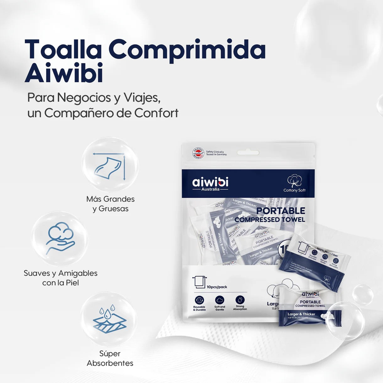 Toallas Comprimidas Portátiles Aiwibi (10 uds)