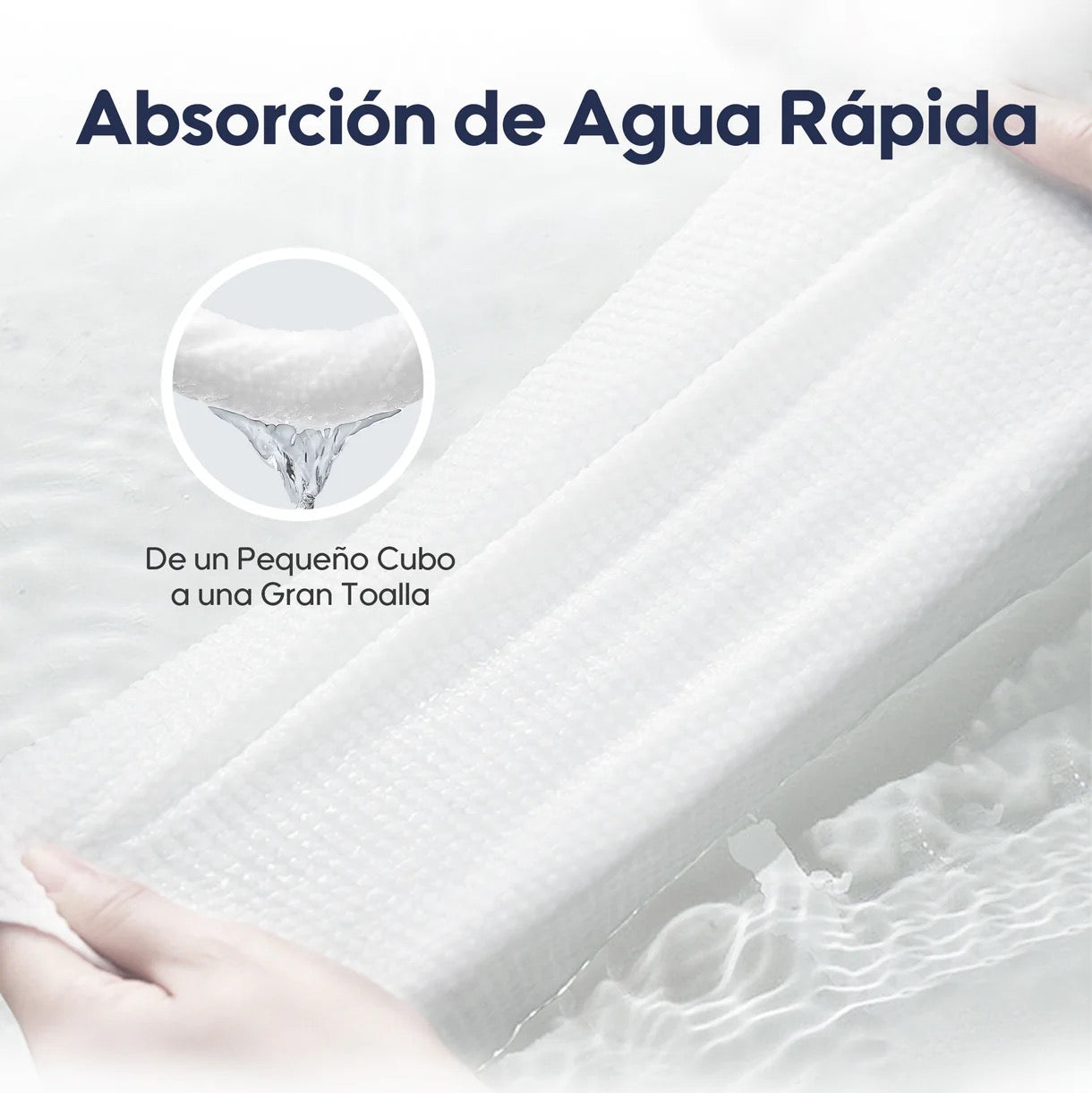 Toalla comprimida Aiwibi expandiéndose con agua hasta convertirse en una toalla de fibra vegetal suave