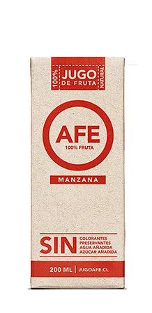 Jugo de manzana AFE 200ml 100% fruta natural para colación escolar