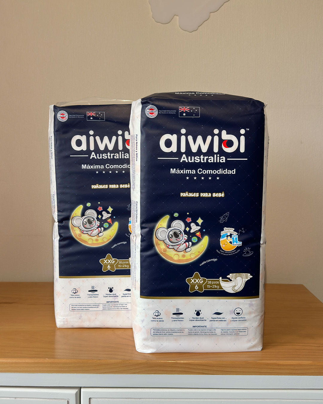 2 Paquetes de Pañales Aiwibi Máxima Comodidad