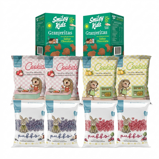 Mini Pack Snack Crocante con Galletas Cookids, Puffs y Granjeritas Chocolate — Misión Papá Chile