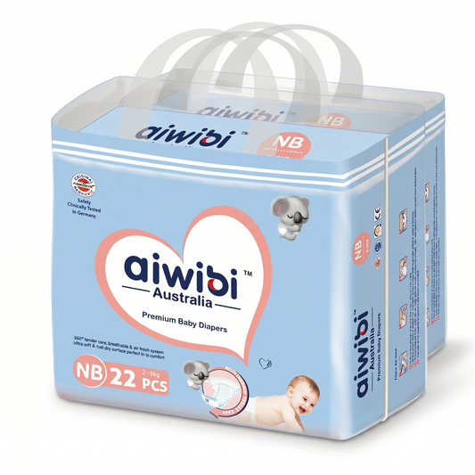 Paquete de 22 pañales Aiwibi Premium talla RN para recién nacido de 2 a 5 kg con recorte umbilical