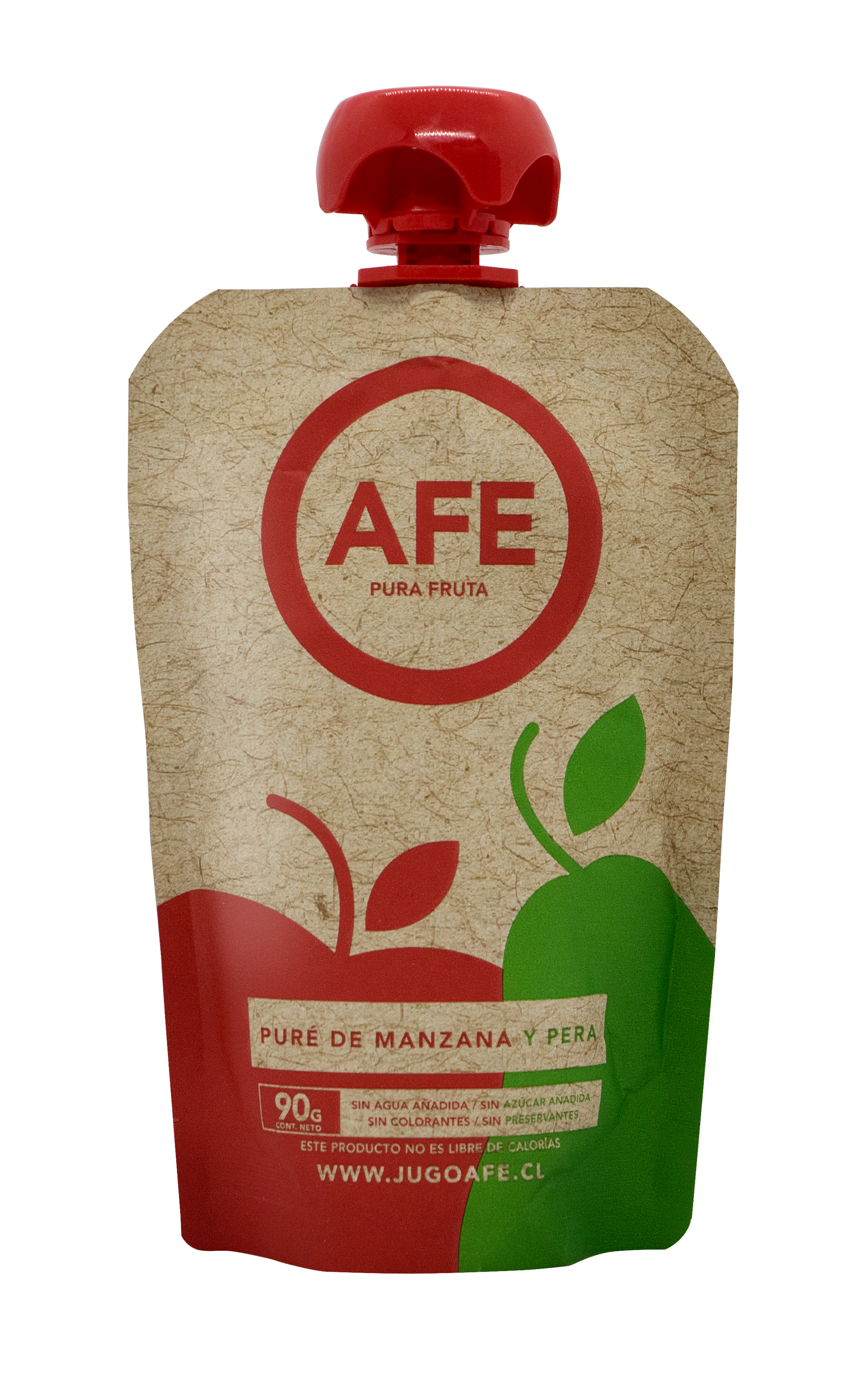Sachet de puré de manzana y pera AFE 90g colación saludable para niños.