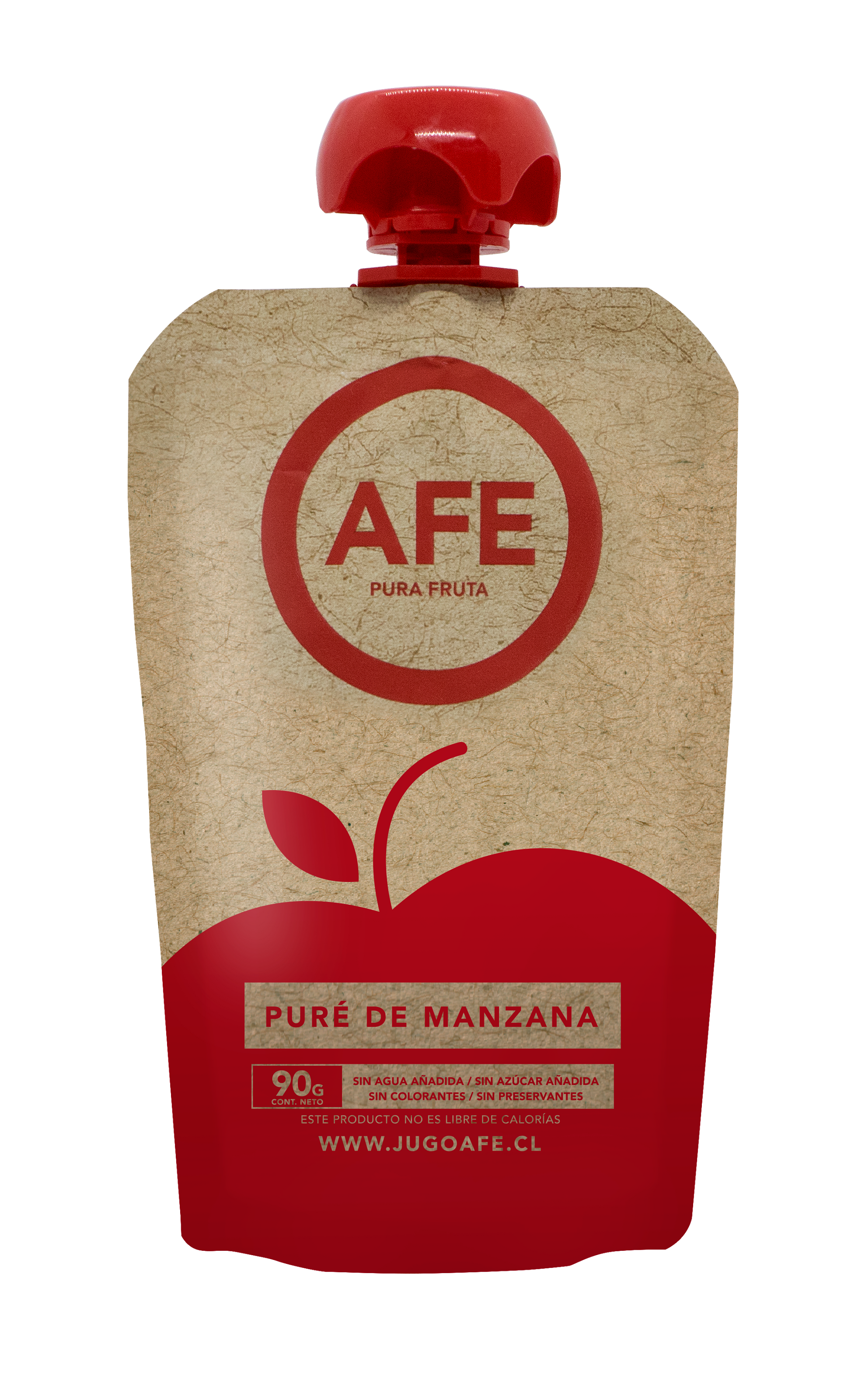 Sachet individual de puré de manzana AFE 90g colación sana para niños.