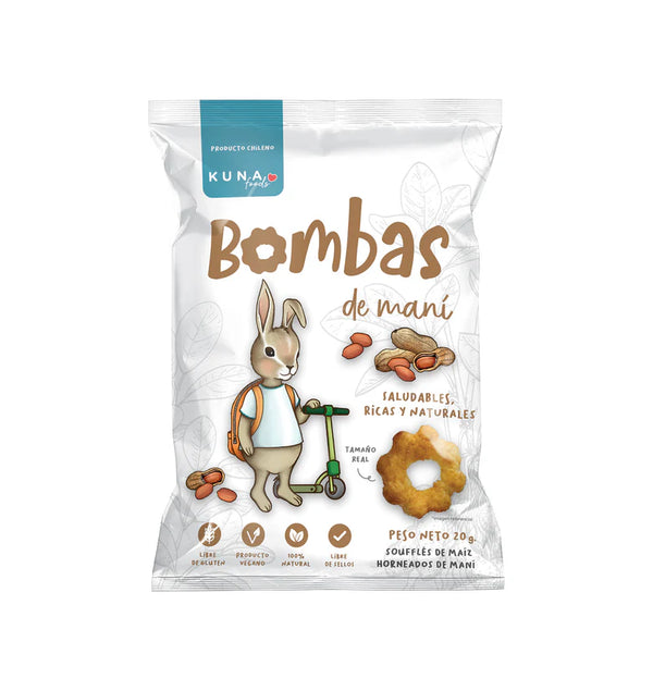 Bombas de Maní Kuna Foods 20g – Colación Saludable Libre de Sellos